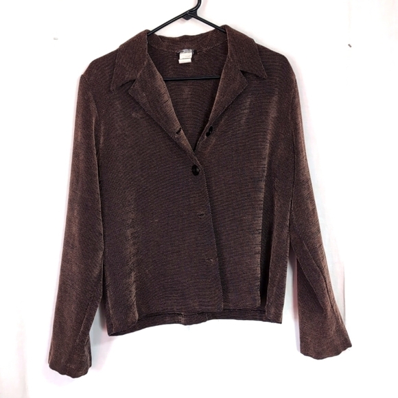 Vintage Jackets & Blazers - First Option Vintage Brown Metallic Bronze Blazer Jacket Size 14
